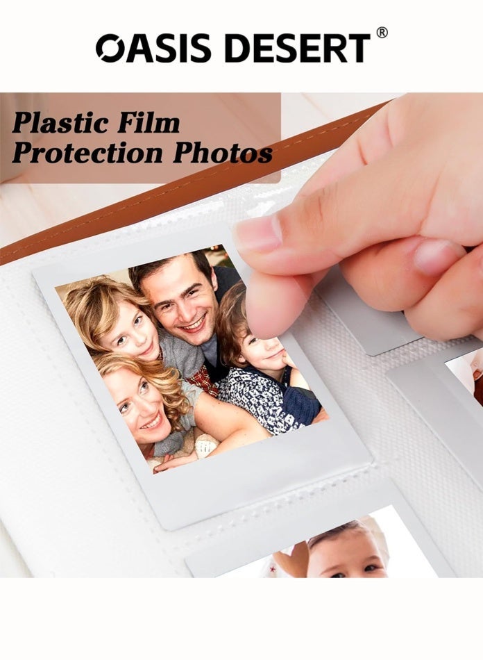 OASIS DESERT 256 Pockets Photo Album for Fujifilm Instax Mini Camera, Leather Cover Photo Book for Polaroid Pictures, 2x3 Photo Album for Fujifilm Instax Mini 12 11 9 40 90 8 7 Evo LiPlay Instant Camera (Brown) - Image 5